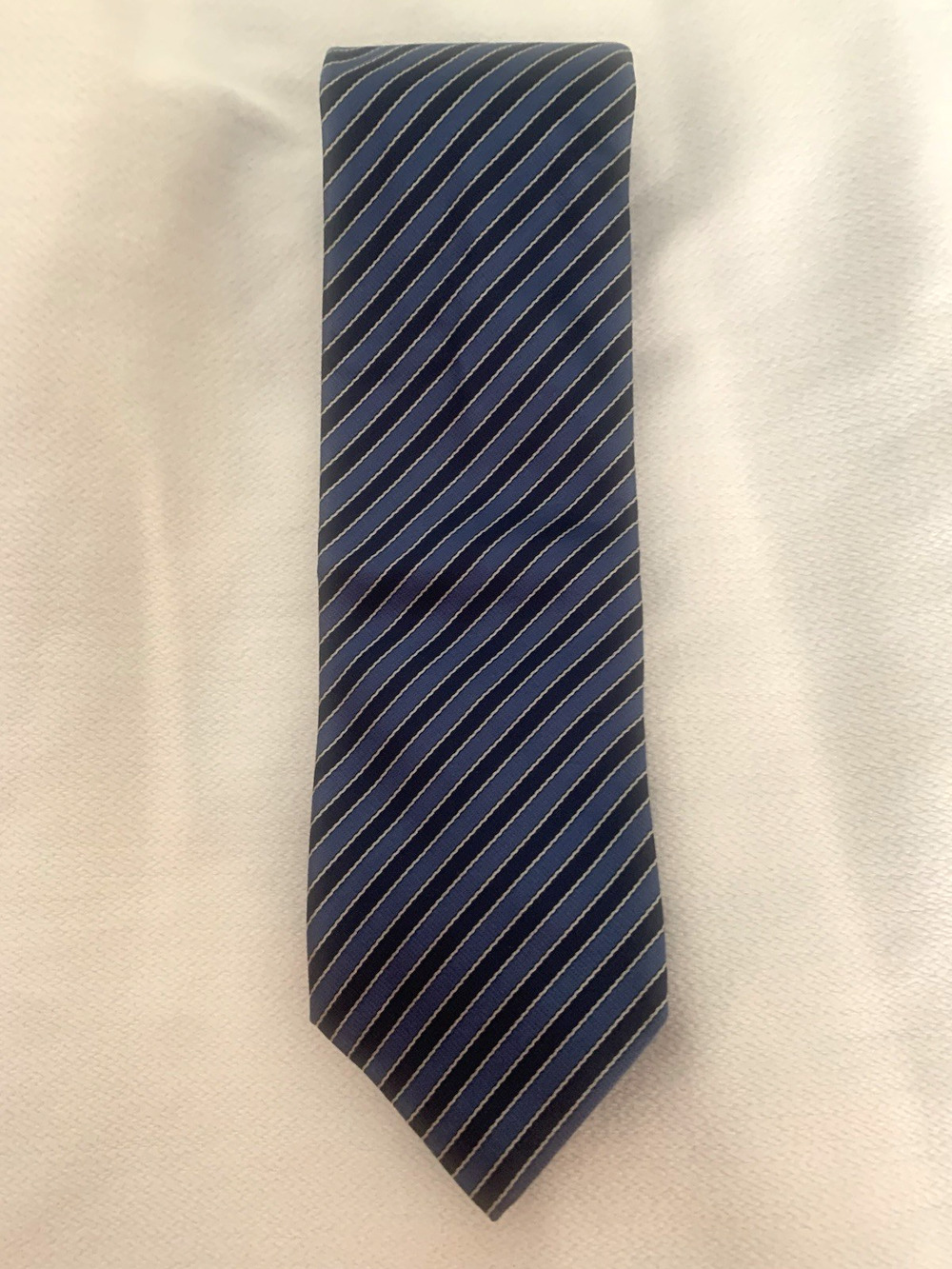 Prada Men’s Tie ( Black & Blue Striped )